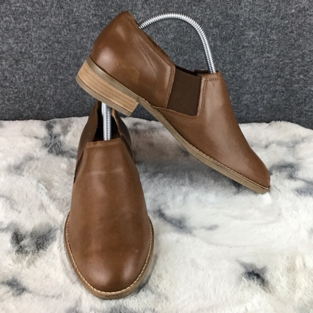 Clarks Comfort Brown Leather Slip-On Shoes‎ Size 9.5 M